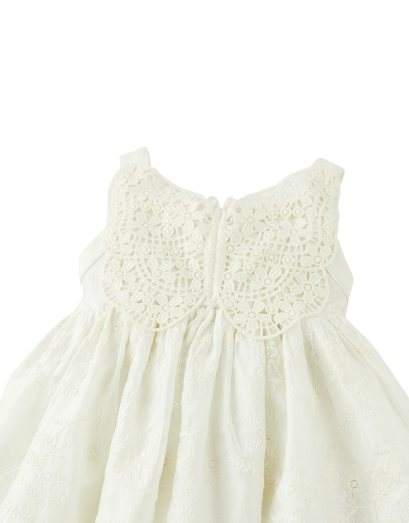 GINGERSNAPS SS26 Baby Gabrielle Eyelet Dress with Crochet Butterfly Appliqué