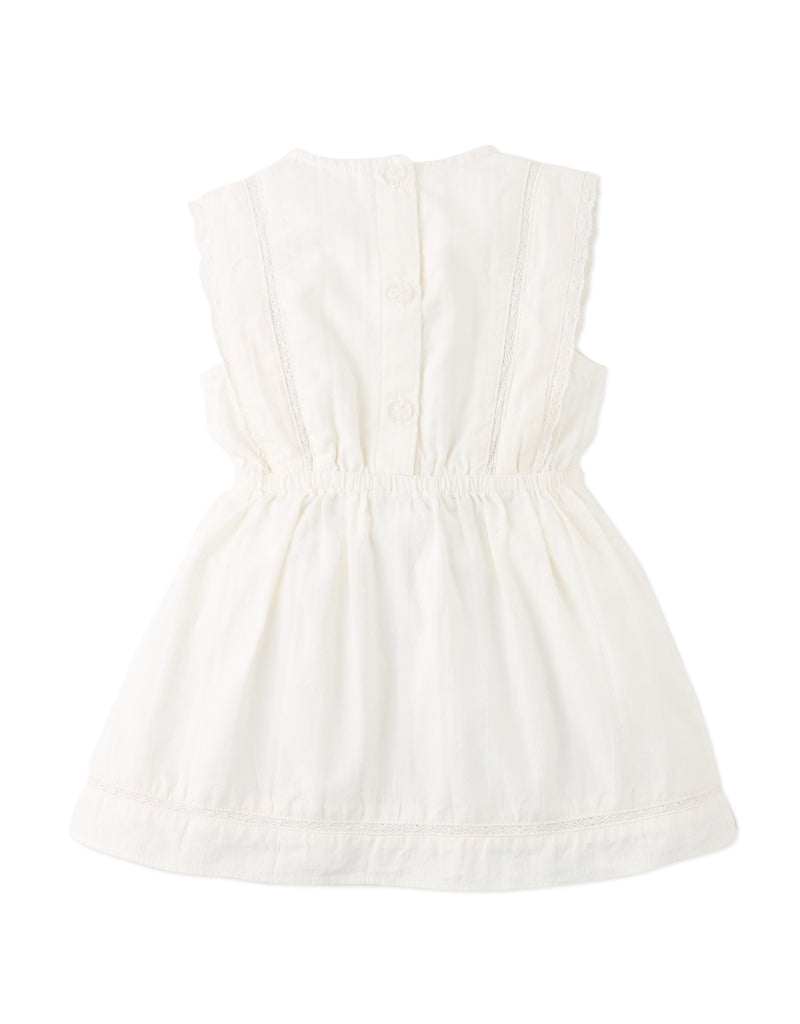 GINGERSNAPS SS26 Baby Charlee Cross-Stitch Embroidered Dress with Waist Bows