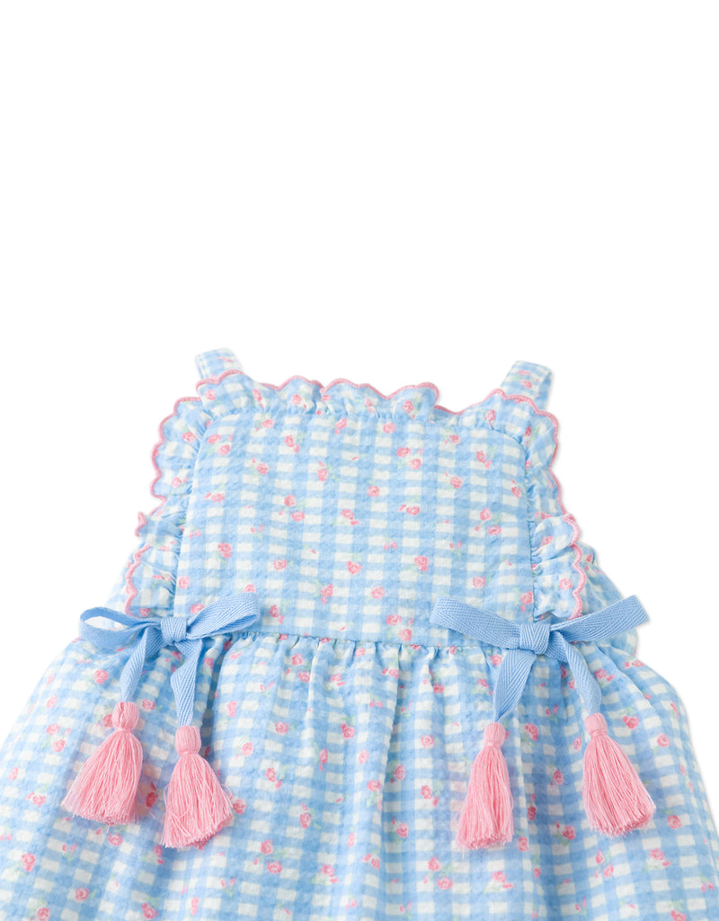 GINGERSNAPS SS26 Baby Powder Dress with Embroidered Ruffles & Bow Details