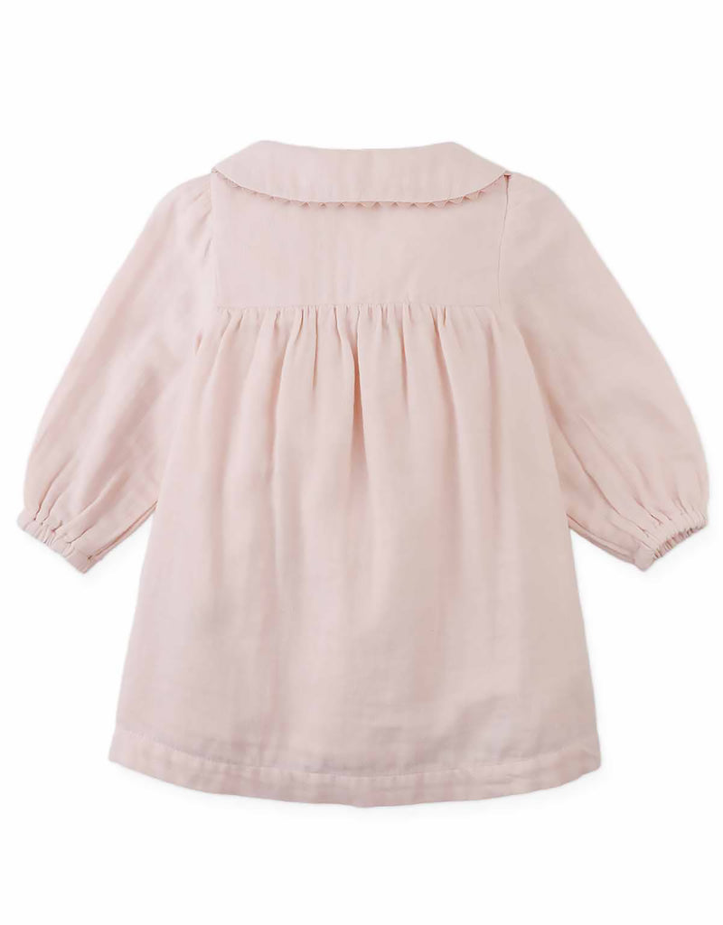 GINGERSNAPS FALL 2026 BABY LOTTIE BUTTON DOWN DRESS WITH CROSS STITCH