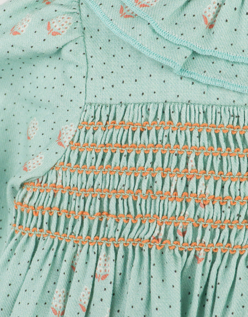 GINGERSNAPS FW25 BABY TILDA LONG SLEEVES MINT GROVE DRESS