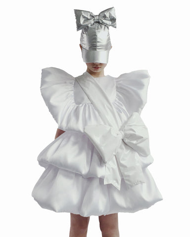 CAROLINE BOSMANS "Miss(ed) Universe" Long Sleeve Dress with Front Ruffle in Flamingo