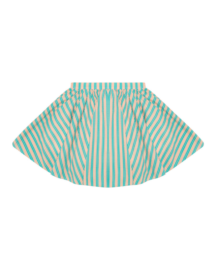 THE MIDDLE DAUGHTER SS24 IN FULL SWING Skirt in JUST PEACHY THE POOL STRIPE SEERSUCKER