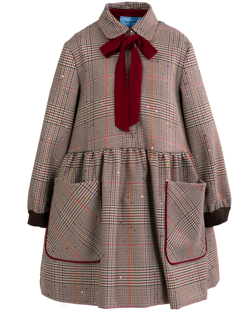 MIMISOL Fall Winter 2025 BOW-EMBELLISHED PRINCE OF WALES CHECK DRESS