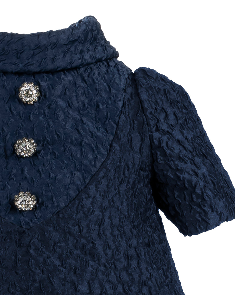 MIMISOL Fall Winter 2025 EMBELLISHED CLOQUE DRESS in BLUE