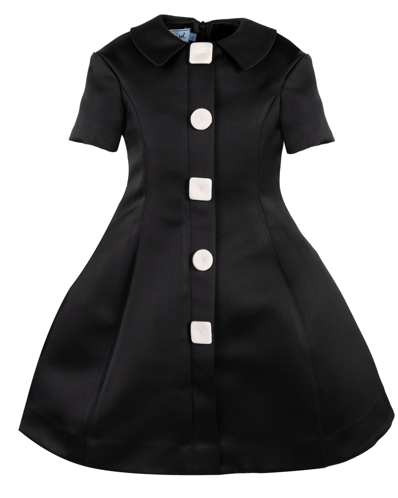 MIMISOL Fall Winter 2025 REDINGOTE DUCHESSE DRESS in BLACK and WHITE