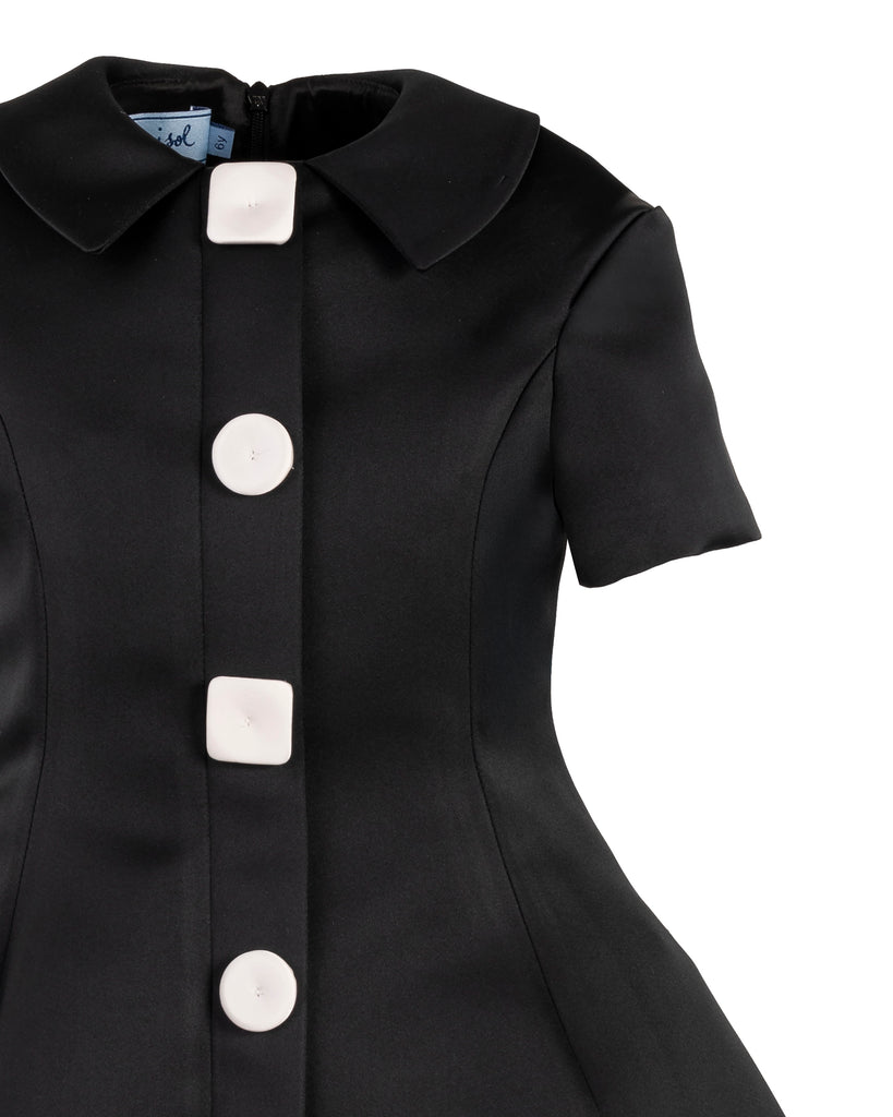 MIMISOL Fall Winter 2025 REDINGOTE DUCHESSE DRESS in BLACK and WHITE