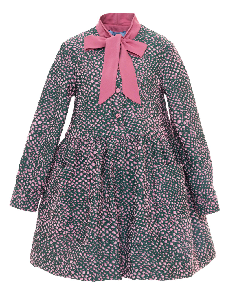 MIMISOL FALL 2026 Polka-Dot Jacquard Dress in Green and Pink