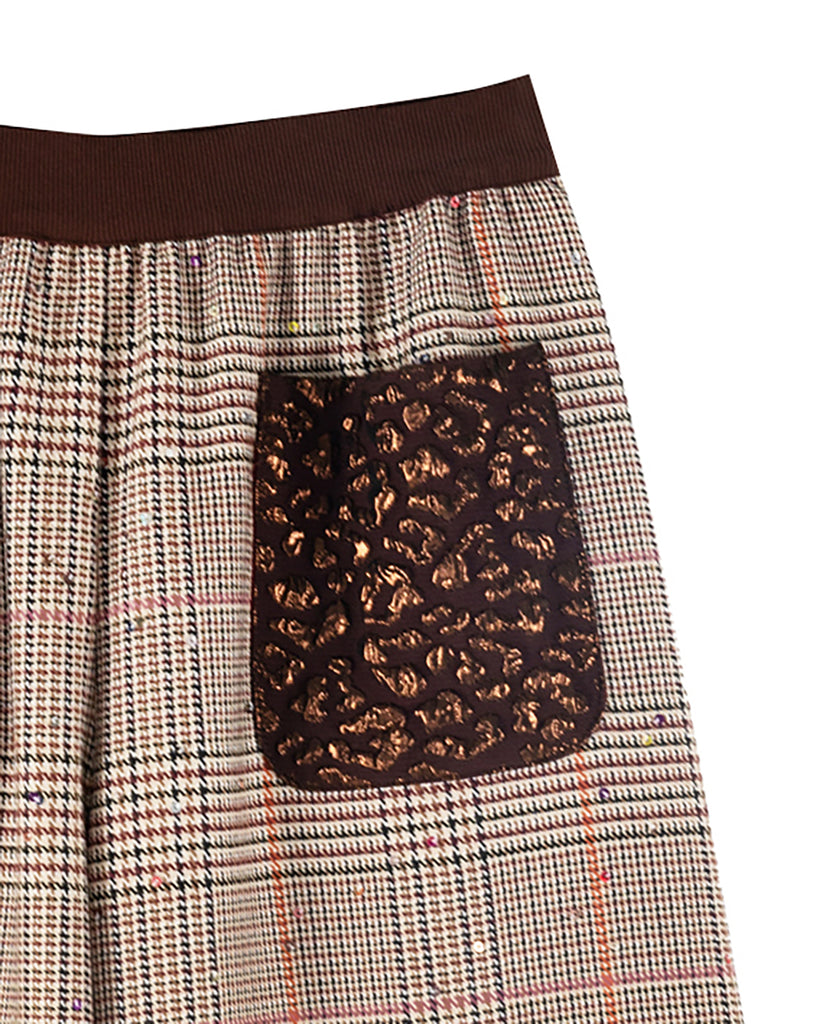 MIMISOL Fall Winter 2025 PRINCE-OF-WALES CHECK PANTS in BROWN