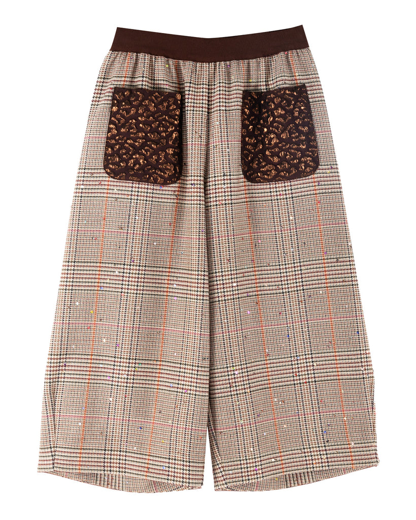 MIMISOL Fall Winter 2025 PRINCE-OF-WALES CHECK PANTS in BROWN