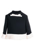 MiMiSol FW23 Black and White Bow Detail Pleated Blouse Top