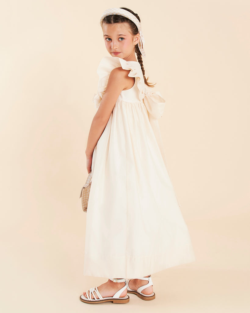 MIMISOL Spring Summer 2026 COTTON-ORGANZA MAXI DRESS IN WHITE