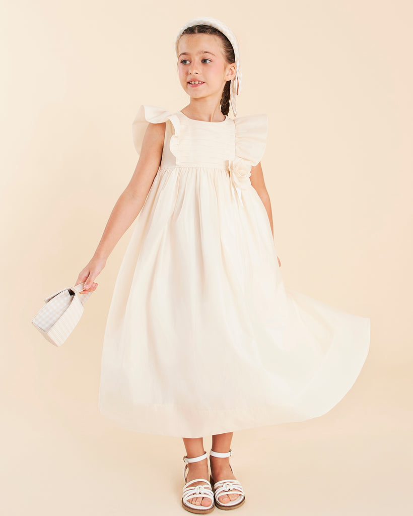 MIMISOL Spring Summer 2026 COTTON-ORGANZA MAXI DRESS IN WHITE
