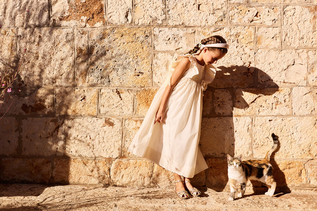 MIMISOL Spring Summer 2026 COTTON-ORGANZA MAXI DRESS IN CREAM