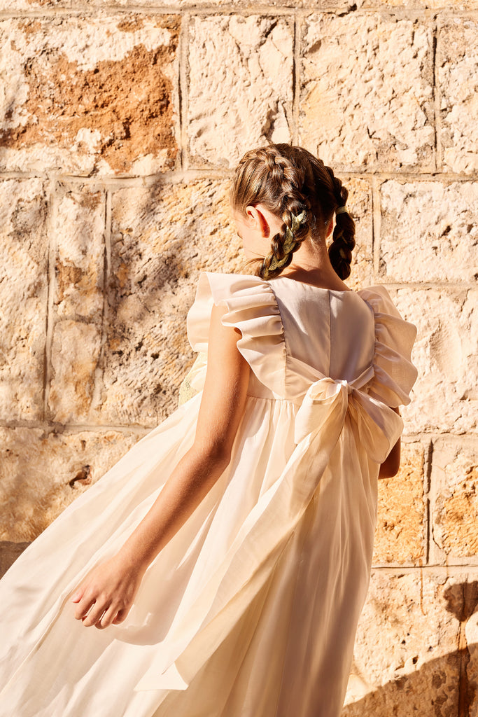 MIMISOL Spring Summer 2026 COTTON-ORGANZA MAXI DRESS IN CREAM