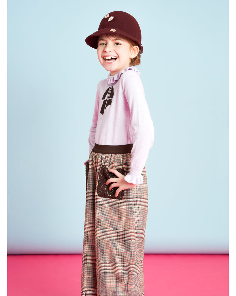 MIMISOL Fall Winter 2025 PRINCE-OF-WALES CHECK PANTS in BROWN