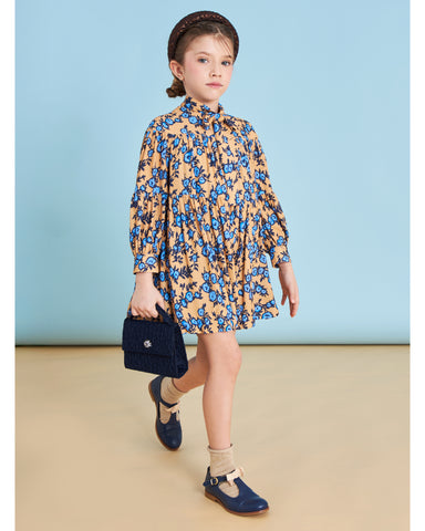 MiMiSol SS25 Floral Jacquard Dress in Light Blue