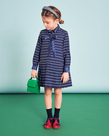 MiMiSol SS25 Floral Jacquard Dress in Light Blue