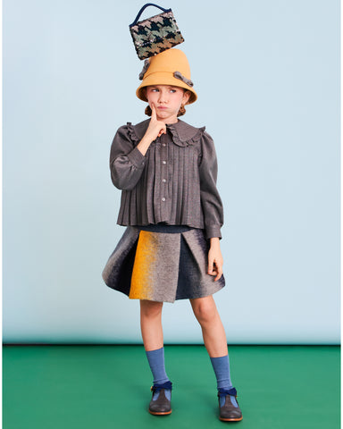 MiMiSol SS25 Floral Jacquard Dress in Light Blue