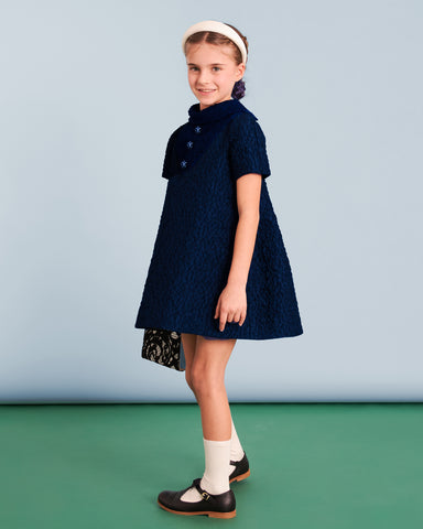 MiMiSol SS25 Floral Jacquard Dress in Light Blue