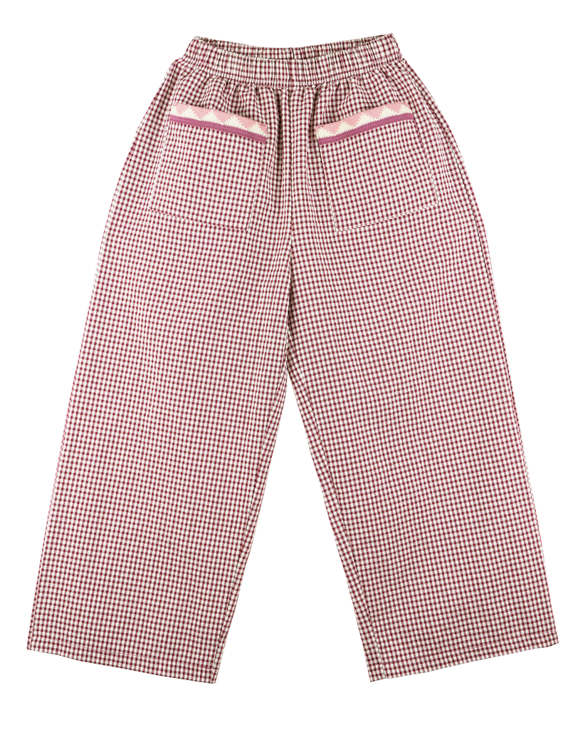 MORNING MESS THERAPY CAROLINE WIDE LEG PANTS GINGHAM