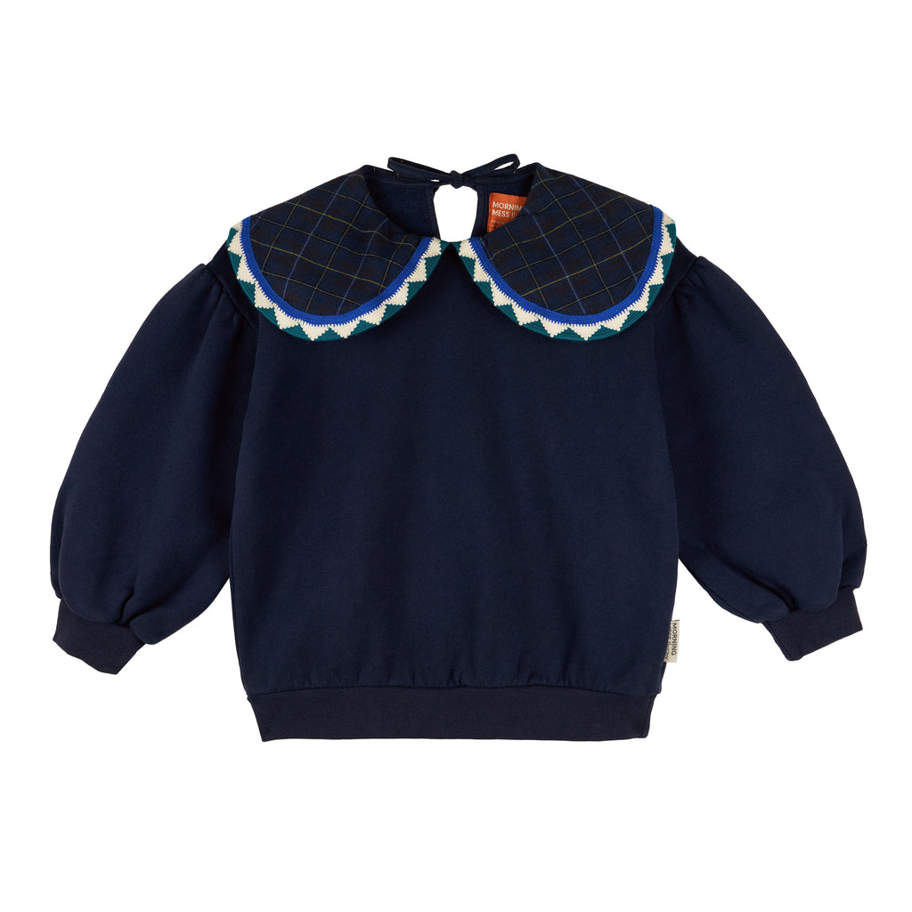 MORNING MESS THERAPY STATEMENT COLLAR SWEATSHIRT in Navy
