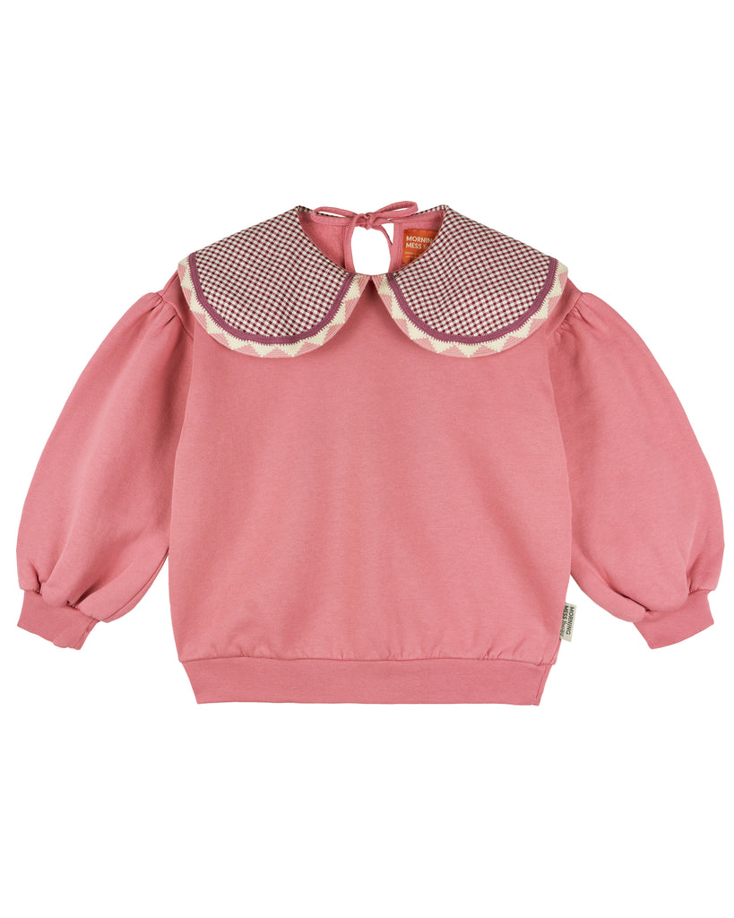 MORNING MESS THERAPY STATEMENT COLLAR SWEATSHIRT in Rose