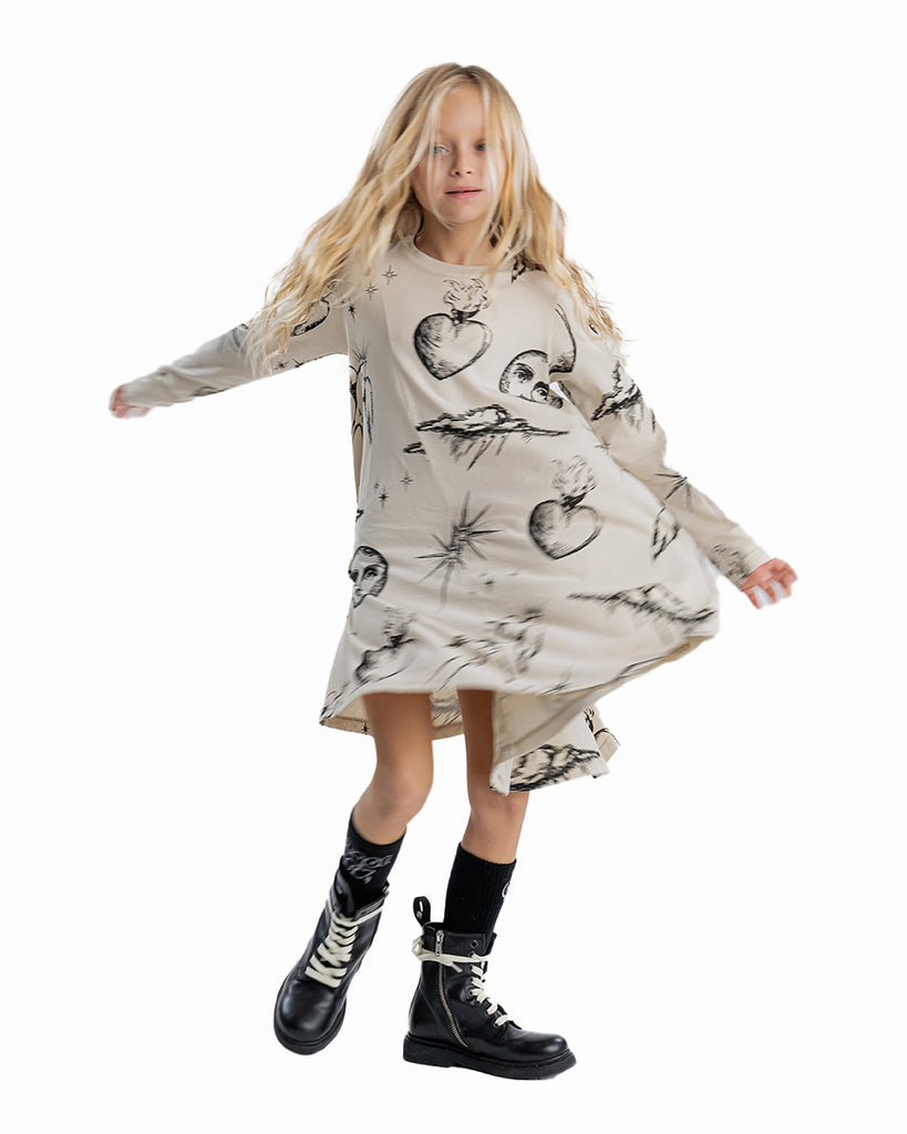 NUNUNU FW23 All Inked 360 Dress in Smokey Natural