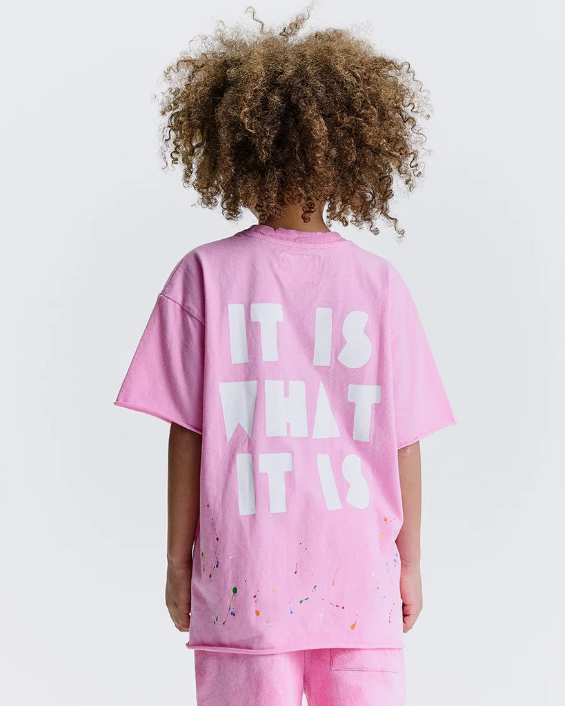 NUNUNU SS25 IT IS SHORT SLEEVE SWEATSHIRT T-SHIRT in Super Pink
