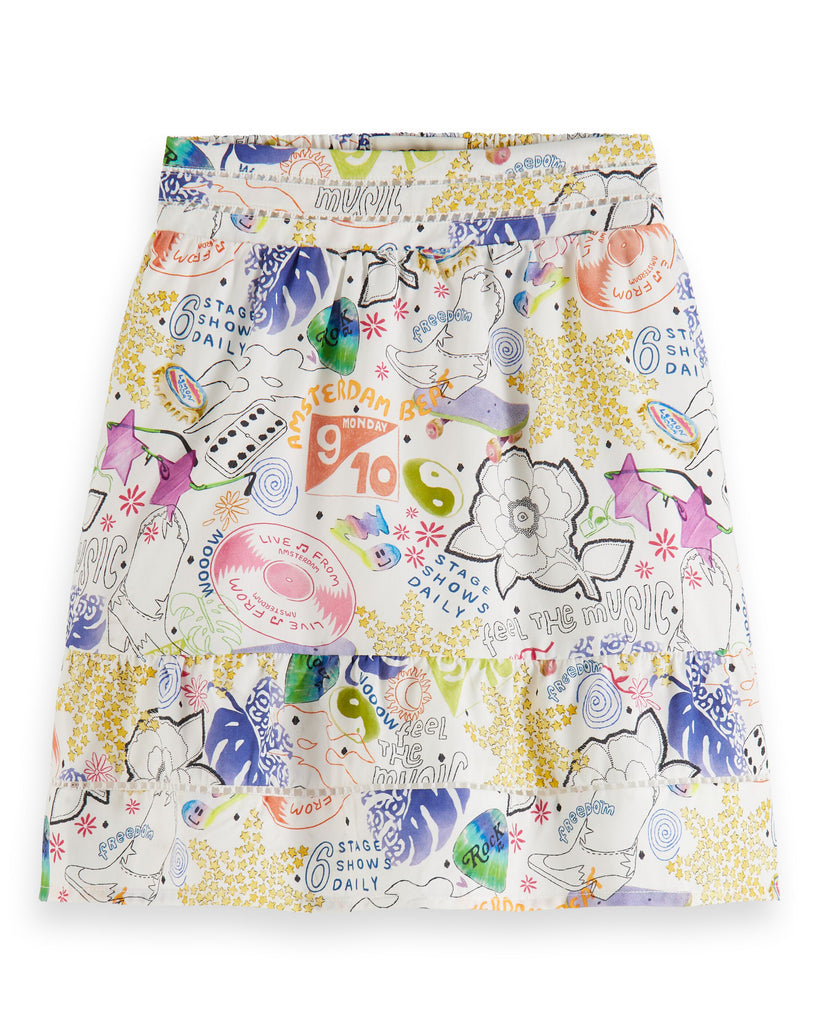 SCOTCH AND SODA FW23 Lace Detail Floral Print Skirt