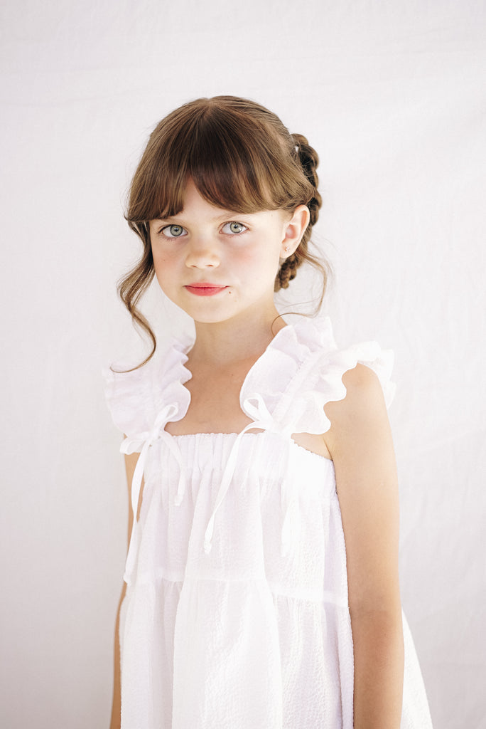 PAADE MODE "MIMI'S BACKYARD SOCIETY" Cotton Dress with Ruffles Lily White