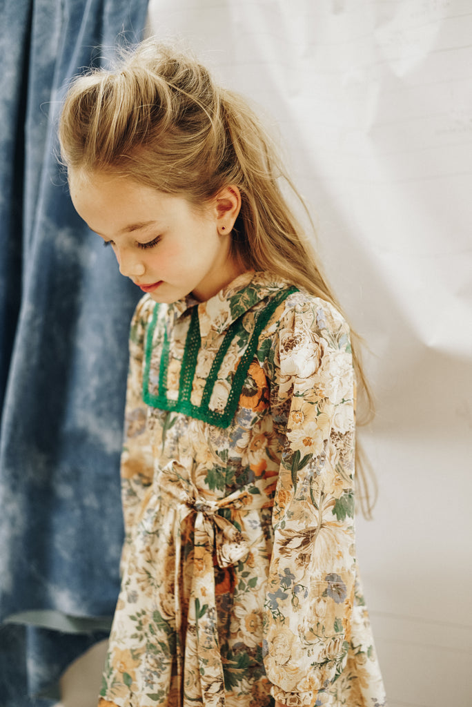 PAADE MODE "WINTER MEADOW" Cotton Blossom Petals Maxi Dress in Brown