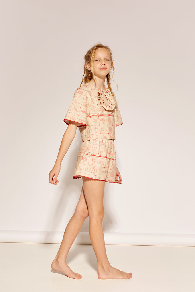 THE MIDDLE DAUGHTER SS26 "AN ENGLISH COMPLEXION" Come What May Shorts in Motif