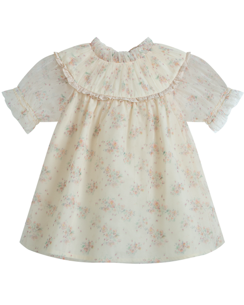 cream baby dress C'ERA UNA VOLTA SPRING 2026 Marisol Flower 3m / Cream Flower Girls - Natural White/Palm Its the cutest thing nav-401 Size:Mum Xl