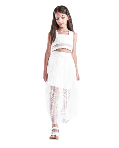 ELIE SAAB  White Floral Embroidered Sleeveless Maxi Dress
