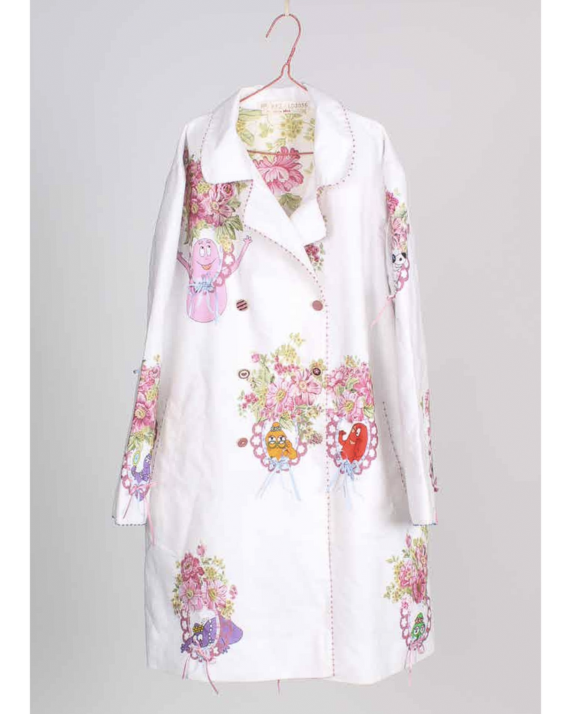 PERO KIDS BARBAPAPA White Floral Cotton Coat with Silk Lining