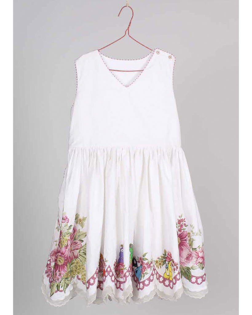 PERO KIDS BARBAPAPA Sleeveless Embroidered Scalloped Dress