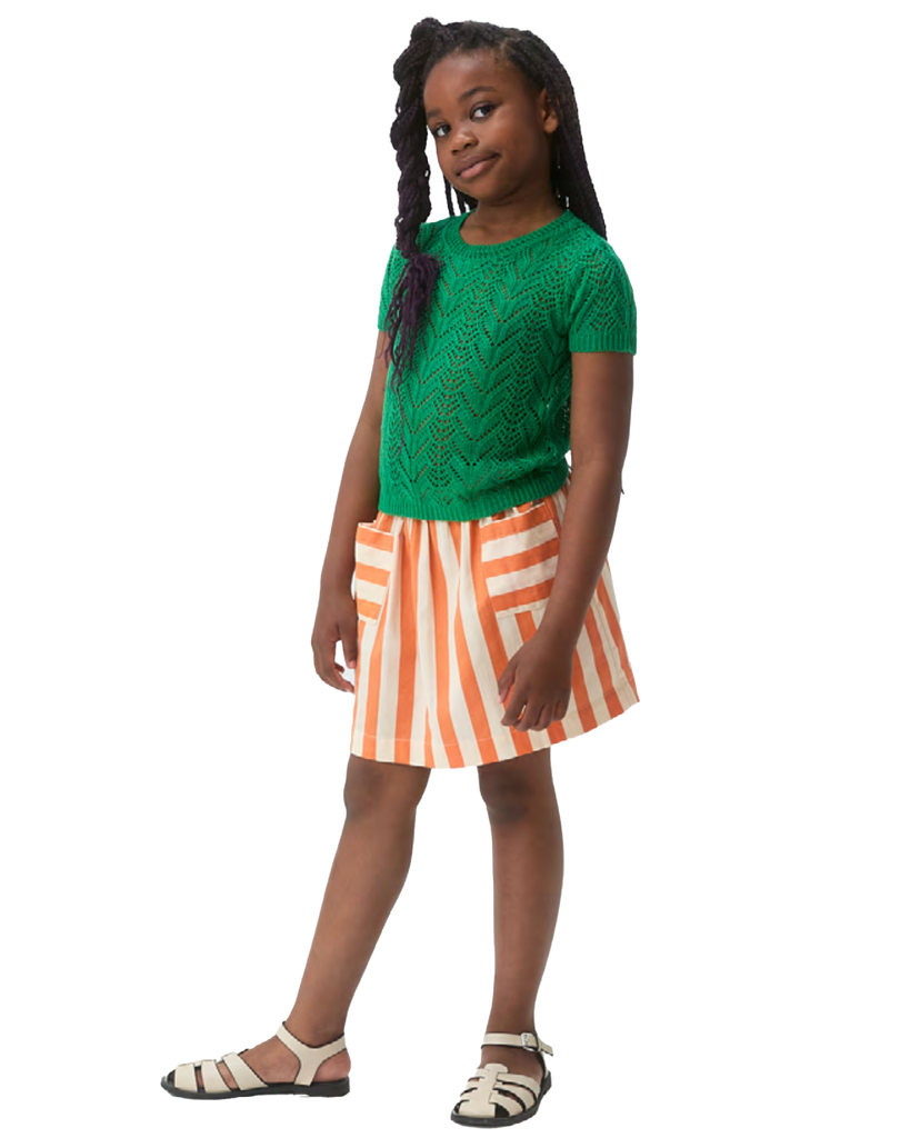 COMPANIA FANTASTICA SS26 Orange Stripe Mini Skirt with Pockets