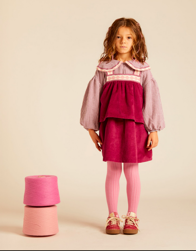 MORNING MESS THERAPY PETRA STATEMENT COLLAR BLOUSE GINGHAM