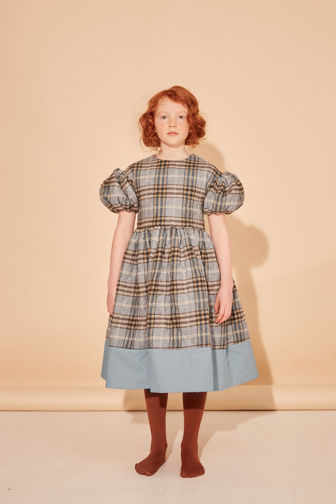 THE MIDDLE DAUGHTER FW25 TAKE ON A NEW MEANING DRESS BLUE MOON CHECK