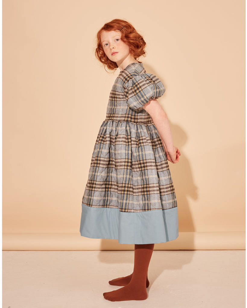 THE MIDDLE DAUGHTER FW25 TAKE ON A NEW MEANING DRESS BLUE MOON CHECK