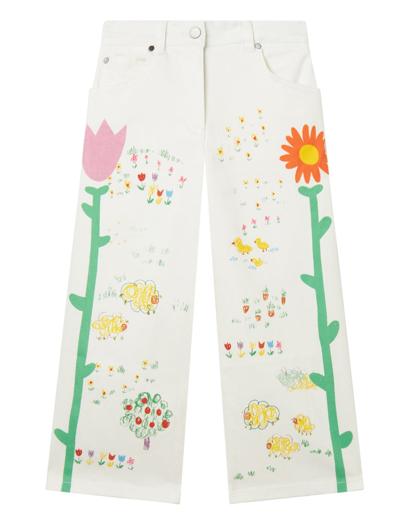 STELLA MCCARTNEY GIRL WHITE EMBROIDERED JEANS