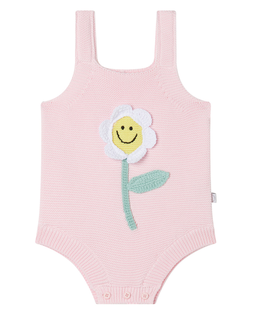 STELLA MCCARTNEY BABY GIRL KNIT BODYSUIT PUFFEL WITH FLOWER CROCHET PATCH