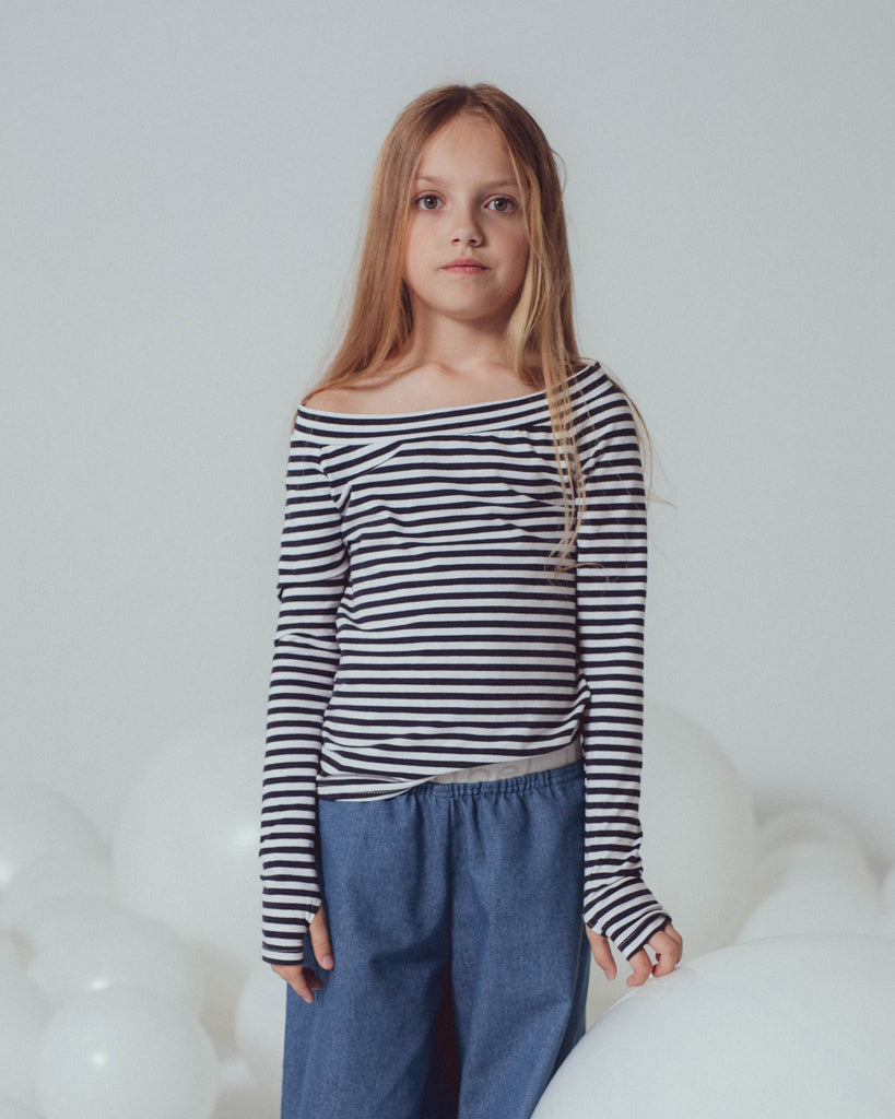 UNLABEL SS24 Chase Long Sleeve Top in Stripes