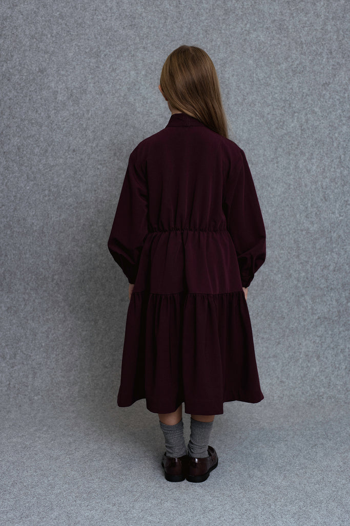 UNLABEL FW25 Kara Dress in Dark Burgundy