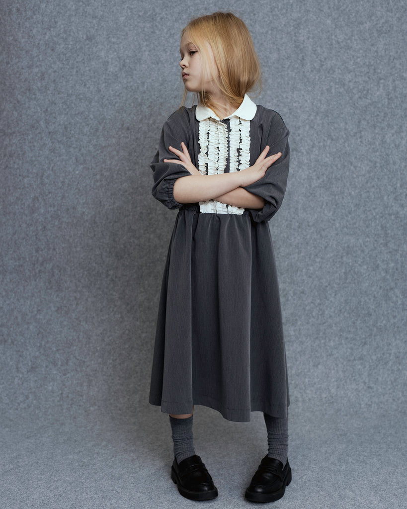 UNLABEL FW25 Jiu Dress with Contrast Front Ruffle