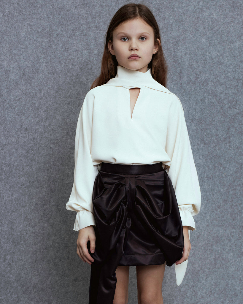 UNLABEL FW25 Lujan Bow Blouse in Cream
