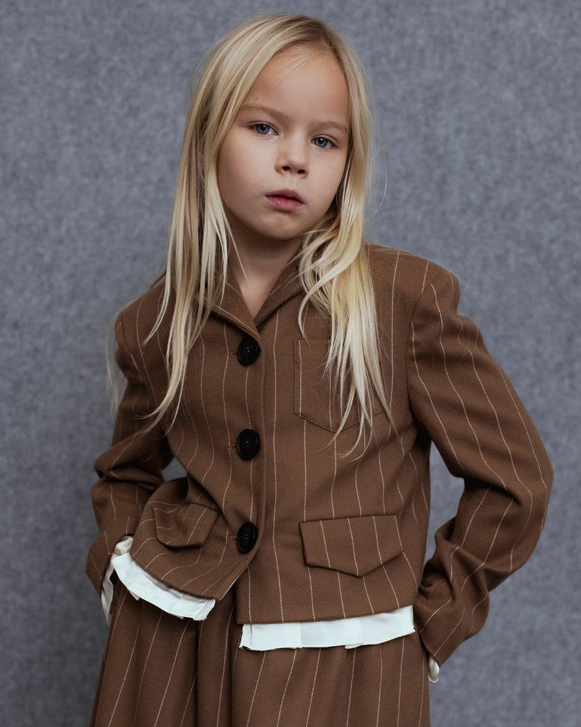 UNLABEL FW25 Platte Blazer with Contrast Detail in Camel Stripe