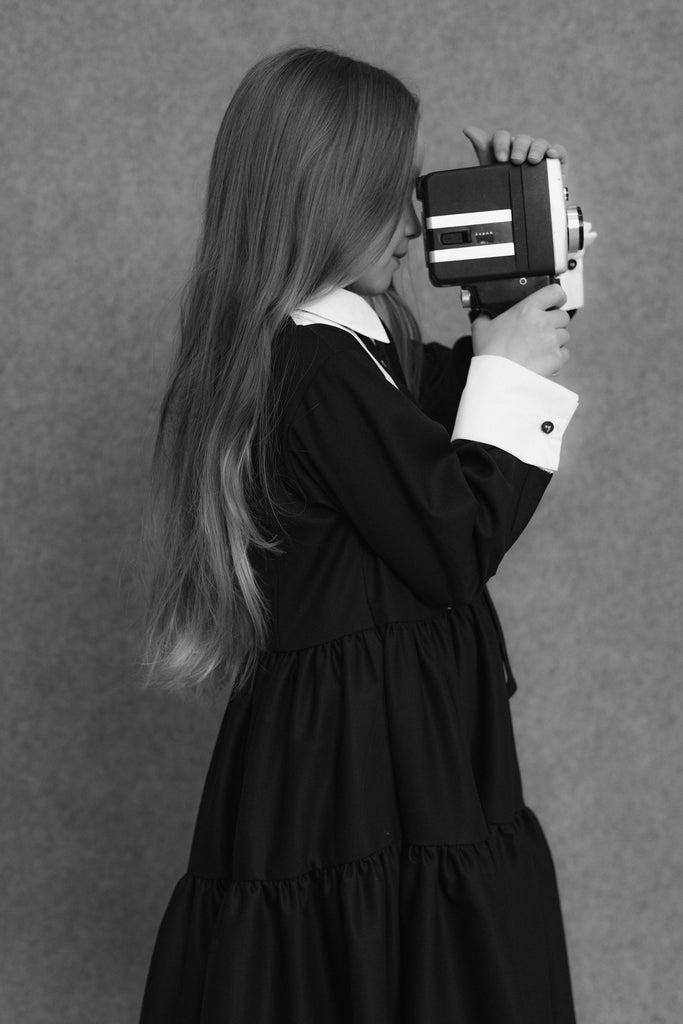 UNLABEL FW25 Indre Contrast Dress in Black Milano