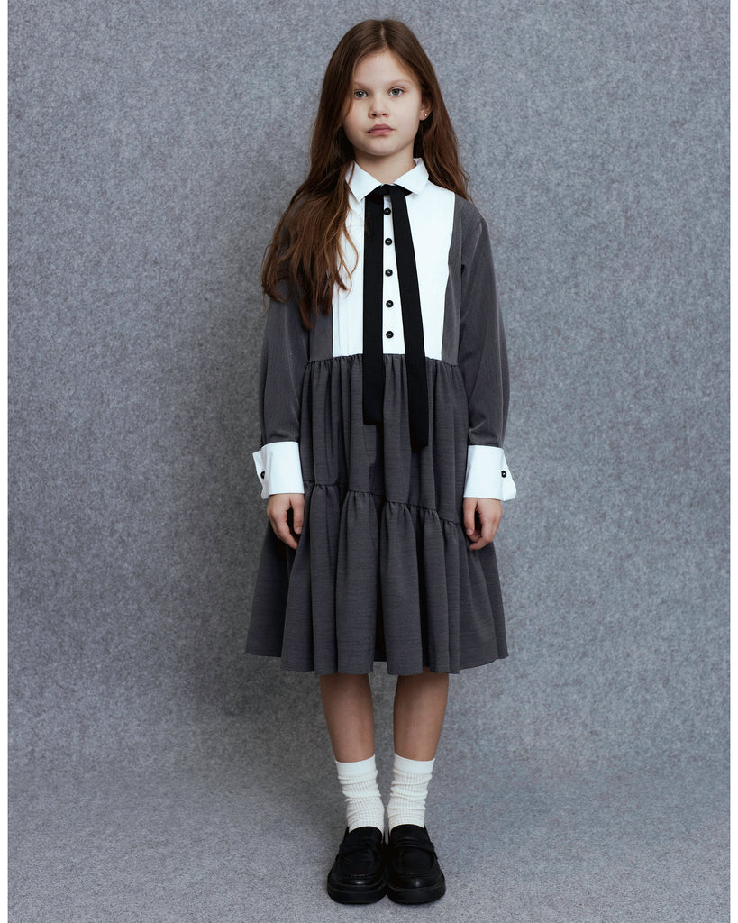 UNLABEL FW25 Douro Contrast Dress in Dark Grey
